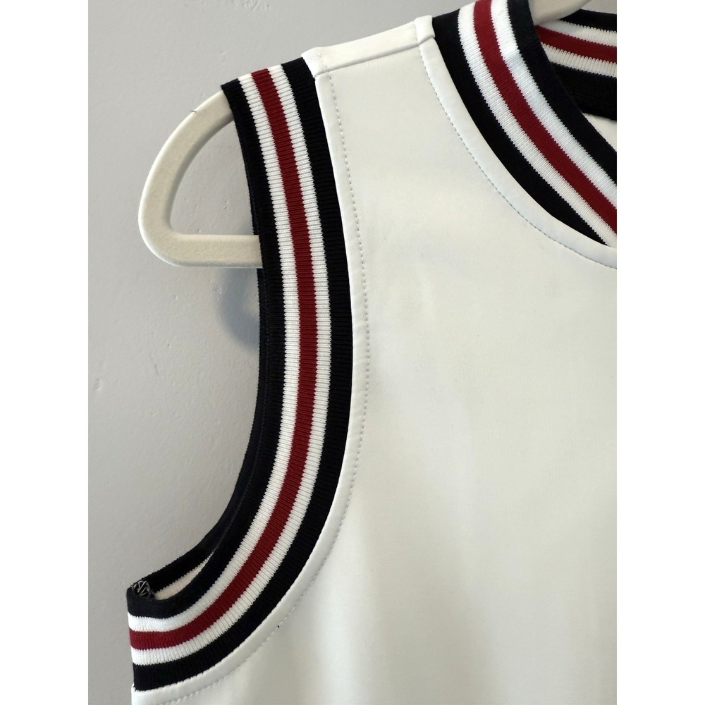 NWT Hunter Pleated Tennis Dress Mini Front Zip Sleeveless White Varsity Preppy M - Picture 8 of 12